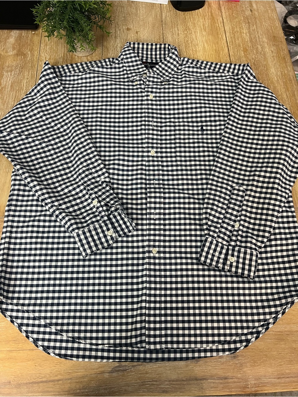 Ralph Lauren Black & White Gingham Button-Down Shirt